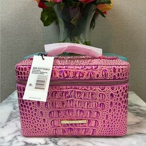 Brahmin Empower Pink Charmaine Croc Embossed Travel Cosmetic Case - NWT